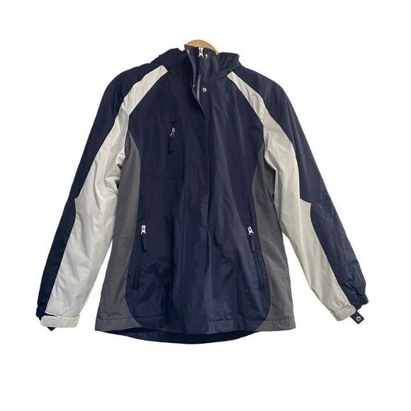 DUNBROOKE Asurion Women’s Logo Hooded Jacket Size Small Blue‎ & White - Picture 1 of 7
